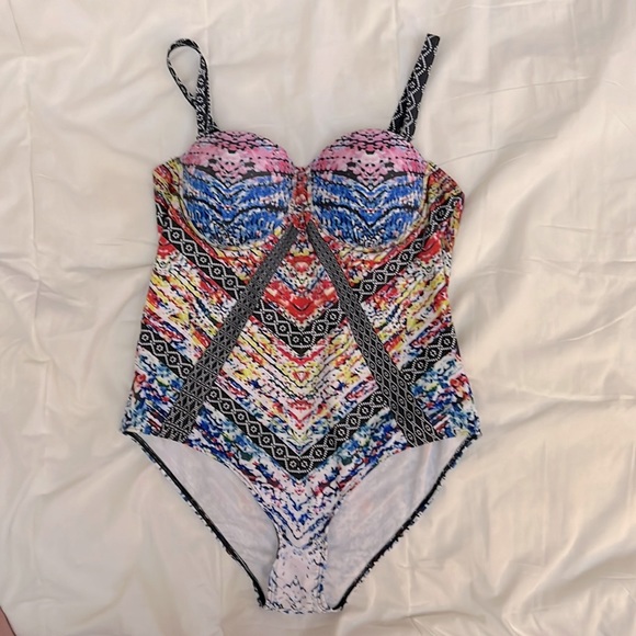 NWOT Colourful Abstract One Piece Swimsuit - Picture 1 of 11
